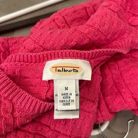 Talbots Cable Knit Sweater Medium Pink - Picture 3 of 6